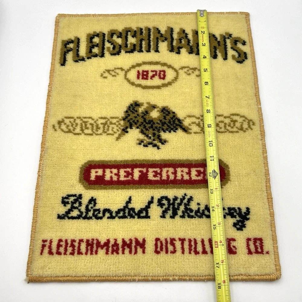 Vintage 1960s Fleischmann's Preferred Whiskey Advertising Bar Mat 18x13.5